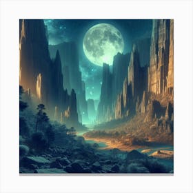 Full Moon In The Mountains 1 Canvas Print