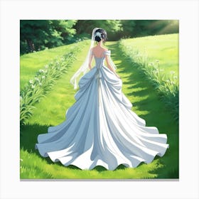 Bride In The Field Canvas Print