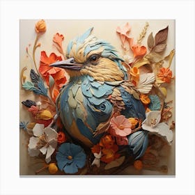 Bird With Flowers 3 Canvas Print