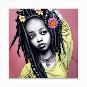 Banksy Happy Black Woman Model Goddess With Dreads 66475365 1 Canvas Print