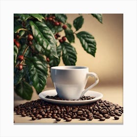 Coffee Cup With Coffee Beans 15 Canvas Print