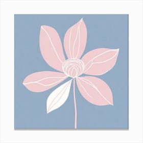 A White And Pink Flower In Minimalist Style Square Composition 127 Canvas Print