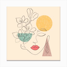 Portrait Of A Woman With Flowers Canvas Print