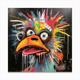 Abstract Crazy Whimsical Rooster 2 Canvas Print