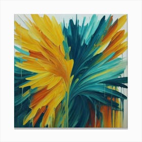 Gorgeous, distinctive yellow, green and blue abstract artwork 7 Canvas Print