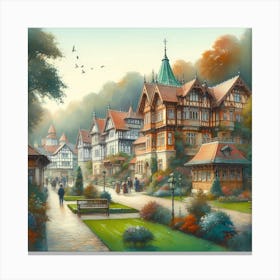 Village In The Woods Canvas Print