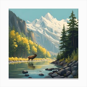 Elk By The River 6 Canvas Print