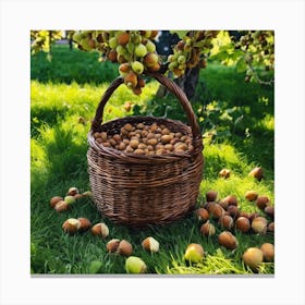 Hazelnuts In A Basket Canvas Print