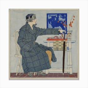 Young Woman Sitting Beside Table Holding Umbrella (Between 1910 And 1925) By Edward Penfield Canvas Print