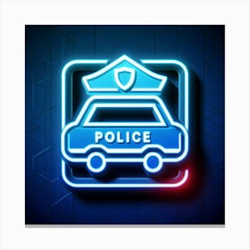 Police Car Neon Sign Canvas Print