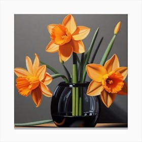 Daffodils In A Vase 4 Canvas Print