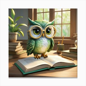 Owl Reading Book 2 Canvas Print