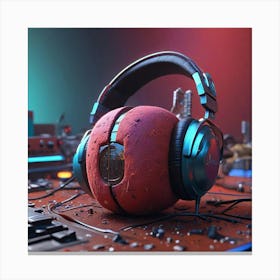 Headphones On A Table Canvas Print