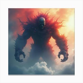 Titan In A Watercolor Storm Of Fury, Colorful And Intense 1 Canvas Print