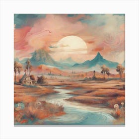 Landscape, Boho style 1 Canvas Print