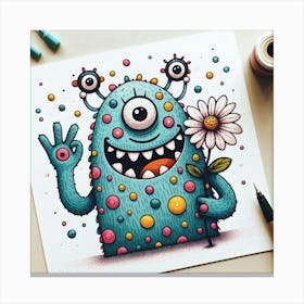 Monster With Flower Canvas Print