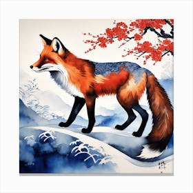 Fox In The Snow Canvas Print