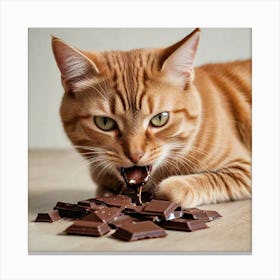 Cat Eating Chocolate 3790720812 Canvas Print