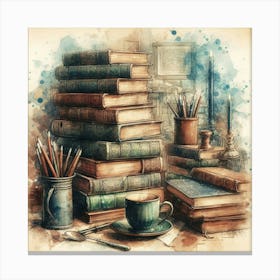 Books And Pencils Canvas Print