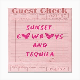 Sunset, Cowboys And Tequila Canvas Print