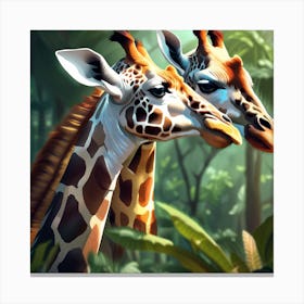 Giraffes In The Jungle 2 Canvas Print