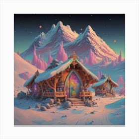 Mountain village snow wooden 6 7 Canvas Print