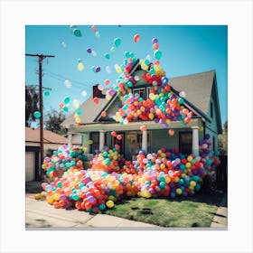 Balloons In Front Of House Canvas Print