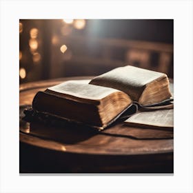 Bible On A Table Canvas Print