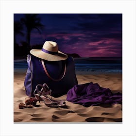 Beach Bag On The Sand Canvas Print