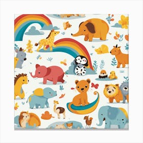 Playful Kids Animal Tshirt Design (10) Canvas Print