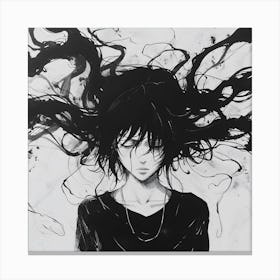 Anime Girl With Long Hair Canvas Print