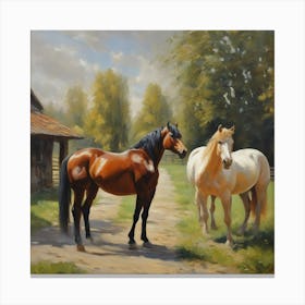 lush horses of different colors by realfnx Canvas Print