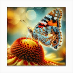 Butterfly On A Flower 15 Canvas Print
