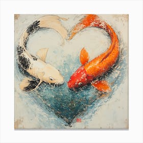 Koi Fish In Heart 9 Canvas Print