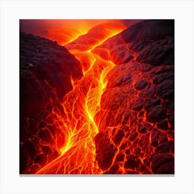 Firefly Volcanic, Magma, Flow, Illustration, Molten, Lava, Heat, Fiery, Color Palette, Orange, Red, (3) Canvas Print