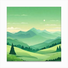 Misty mountains background in green tone 144 Canvas Print