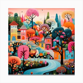 Village In The Forest Canvas Print