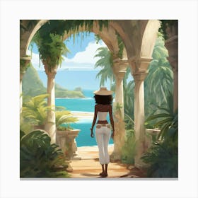 Woman Walking Through An Archway Canvas Print