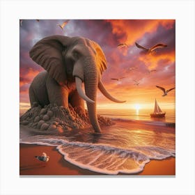 Elephant On The Beach Canvas Print