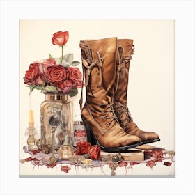 Boots And Roses 2 Canvas Print