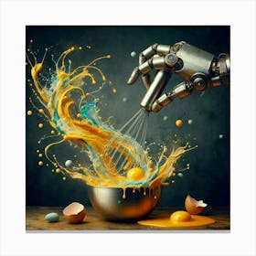 Robot Mixing Eggs Canvas Print