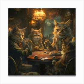 Cats Friday night Poker Game Canvas Print