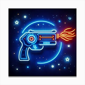 Neon Gun Icon Canvas Print