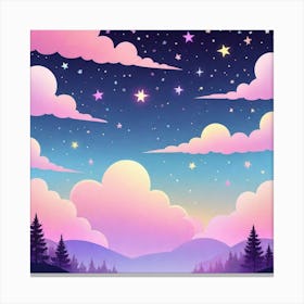 Sky With Twinkling Stars In Pastel Colors Square Composition 156 Canvas Print