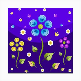 Flowers On Purple Background Canvas Print