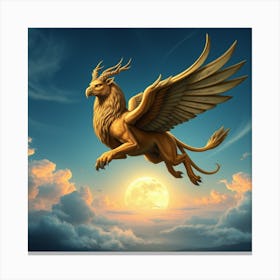 A Majestic Griffon Soars Through the Sky Canvas Print