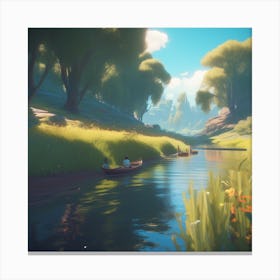 River In A Forest 1 Canvas Print