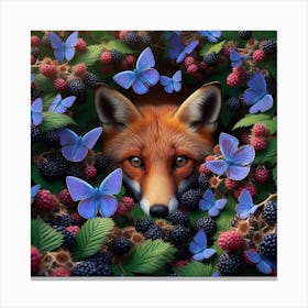 Fox In Blackberry Bushes 2 Canvas Print