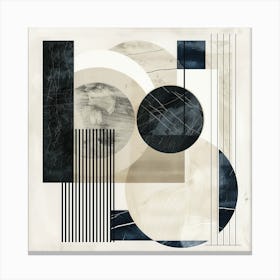 Abstract Geometry - Black and Grey Circles and Squares Canvas Print