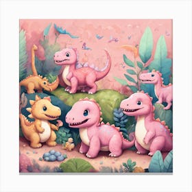 Pink Dinosaurs Canvas Print